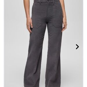 Gray Corduroy Wide-Leg Pants